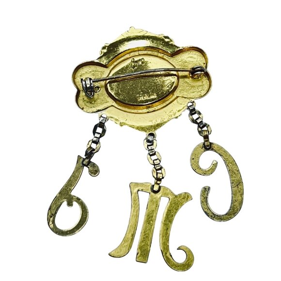 Coro Gold Tone Floral Brooch With CMJ Initials & Enamel Rose Design (5644) - Picture 5 of 6